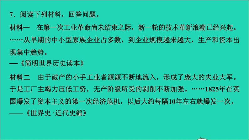 历史人教版九年级下册同步教学课件第2单元第2次工业革命和近代科学文化考点突破作业第7页