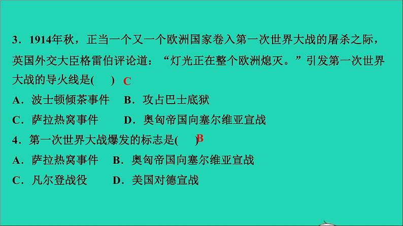 历史人教版九年级下册同步教学课件第3单元第1次世界大战和战后初期的世界第8课第1次世界大战作业第5页