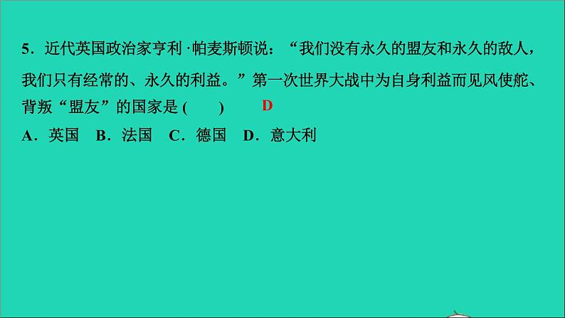 历史人教版九年级下册同步教学课件第3单元第1次世界大战和战后初期的世界第8课第1次世界大战作业第6页