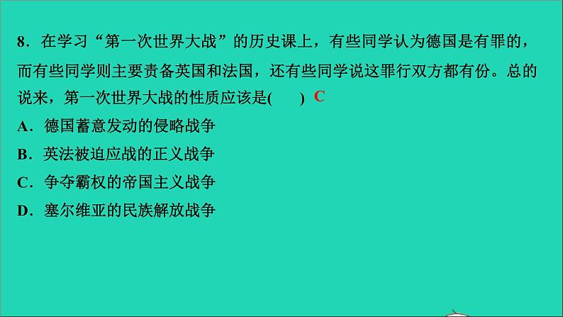 历史人教版九年级下册同步教学课件第3单元第1次世界大战和战后初期的世界第8课第1次世界大战作业第8页