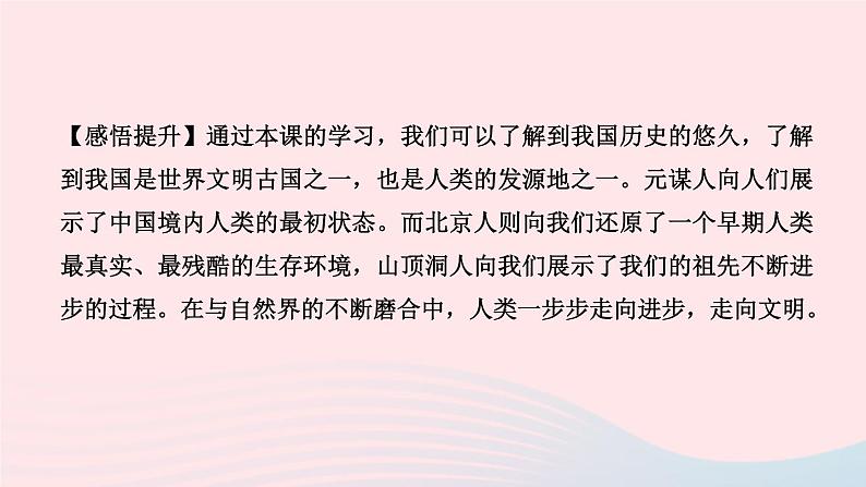 历史人教版七年级上册同步教学课件第1单元史前时期中国境内早期人类与文明的起源第1课中国境内早期人类的代表___北京人作业07