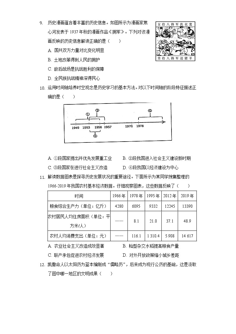 2022年重庆市开州区德阳初中教育集团中考历史适应性试卷（含解析）第3页
