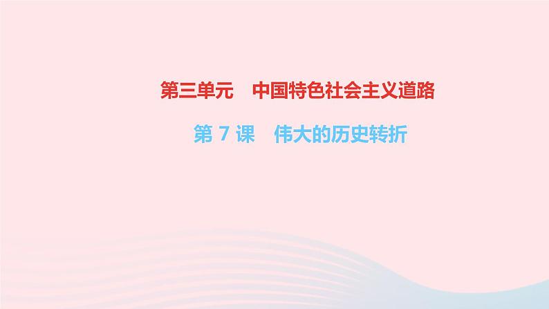 历史人教版八年级下册同步教学课件第3单元中国特色社会主义道路第7课伟大的历史转折作业01