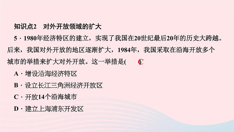 历史人教版八年级下册同步教学课件第3单元中国特色社会主义道路第9课对外开放作业第7页