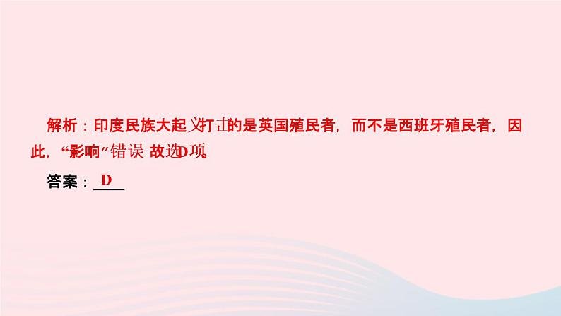 历史人教版九年级下册同步教学课件第1单元殖民地人民的反抗与资本主义制度的扩展第1课殖民地人民的反抗斗争作业06