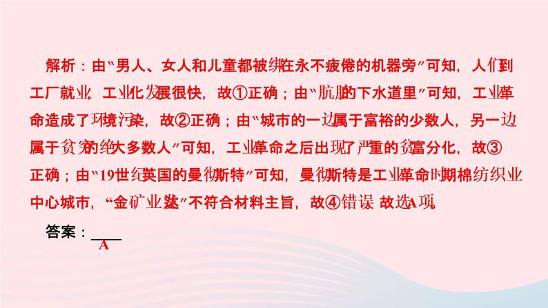 历史人教版九年级下册同步教学课件第2单元第2次工业革命和近代科学文化第6课工业化国家的社会变化作业第6页