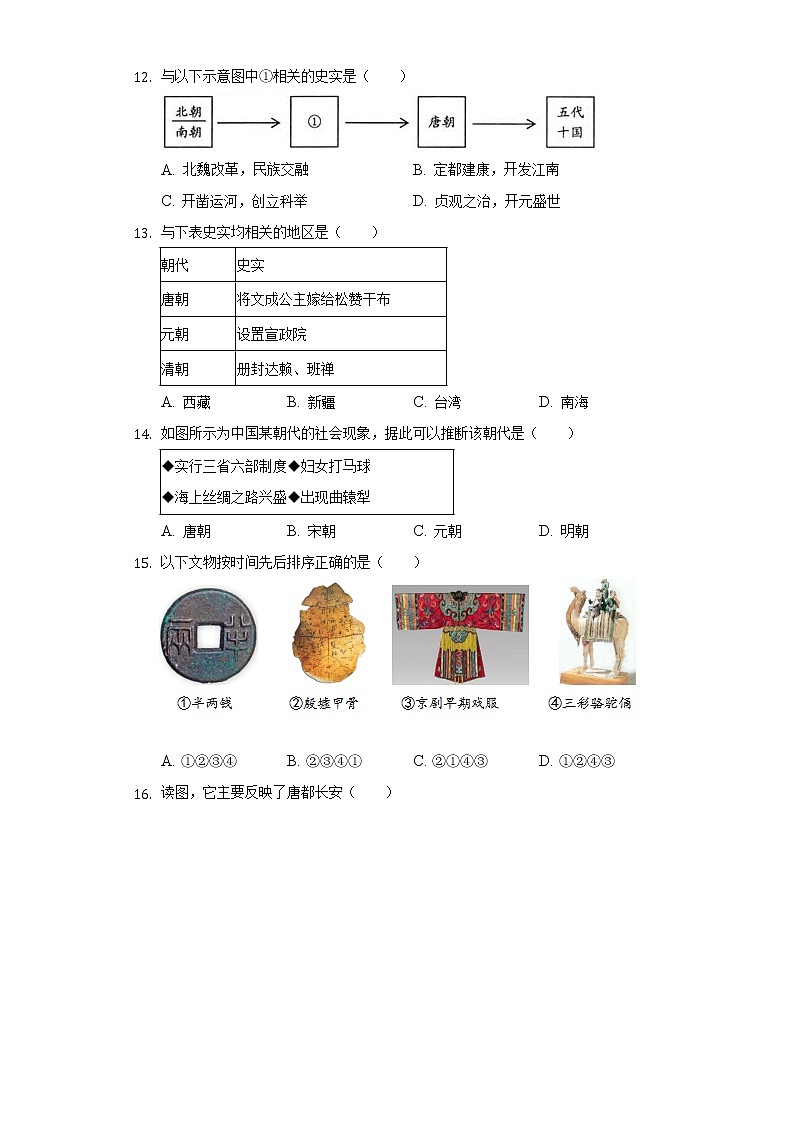 2021-2022学年山东省聊城市东昌府区七年级（下）第一次月考历史试卷（含解析）03