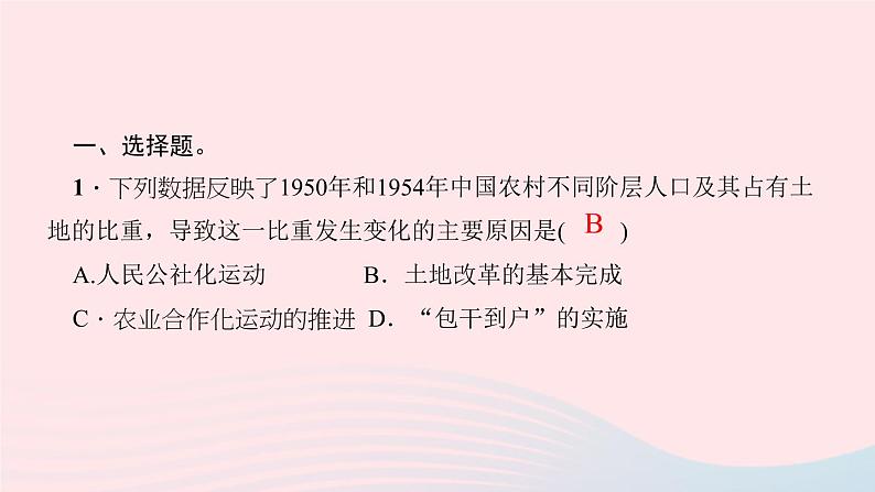 历史人教版八年级下册同步教学课件滚动专题训练(1)新中国成立后的经济探索作业第3页