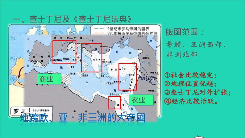 历史人教版九年级上册同步教学课件第3单元封建时代的欧洲第10课拜占庭帝国和查士丁尼法典07