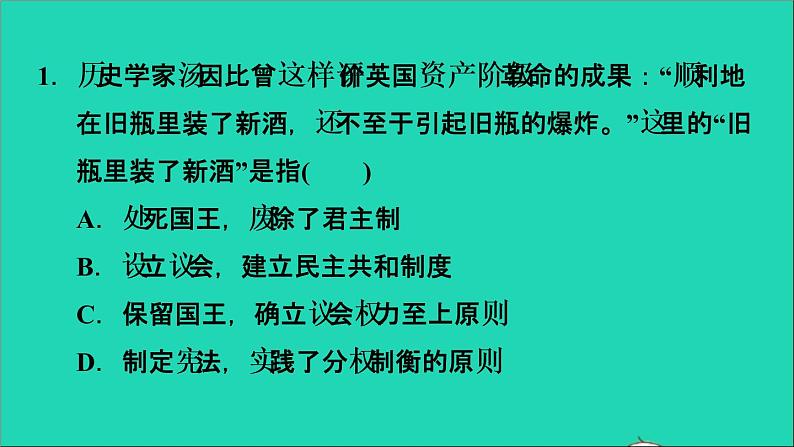 历史人教版九年级上册同步教学课件第6单元资本主义制度的初步确立易错专训第3页