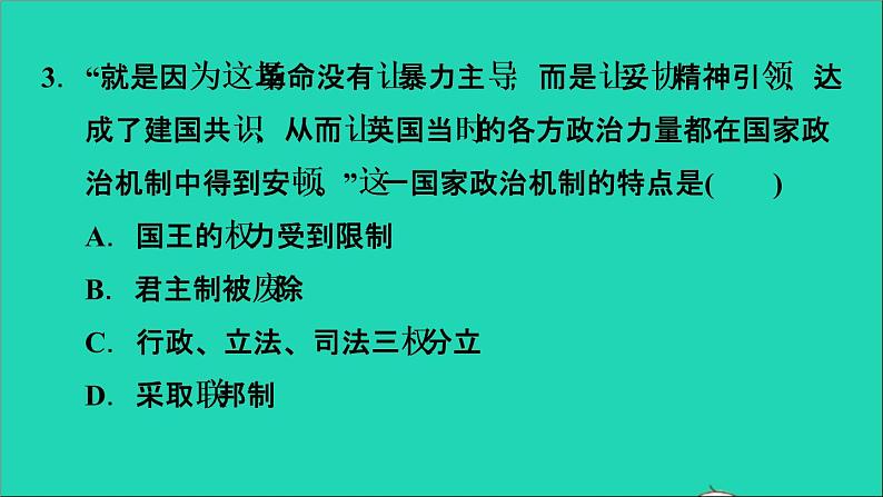 历史人教版九年级上册同步教学课件第6单元资本主义制度的初步确立易错专训第7页