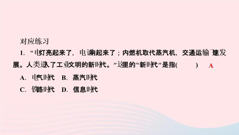 历史人教版九年级下册同步教学课件第2单元第2次工业革命和近代科学文化第5课第2次工业革命作业08