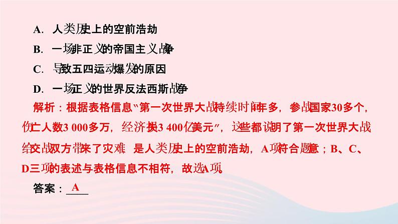 历史人教版九年级下册同步教学课件第3单元第1次世界大战和战后初期的世界第8课第1次世界大战作业07