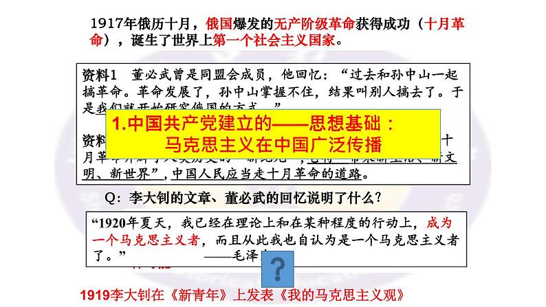 第14课 中国共产党诞生  课件初中历史八年级上册06