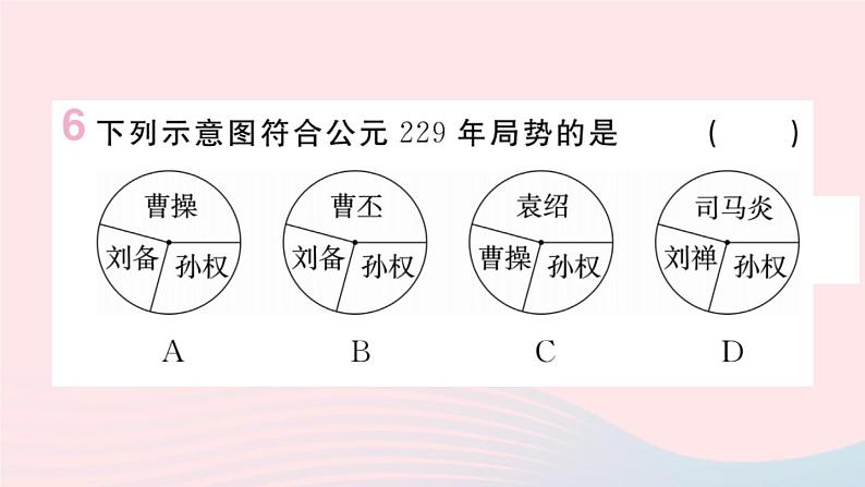 历史人教版七年级上册 同步教学课件第4单元三国两晋南北朝时期：政权分立与民族交融第16课三国鼎立作业第7页