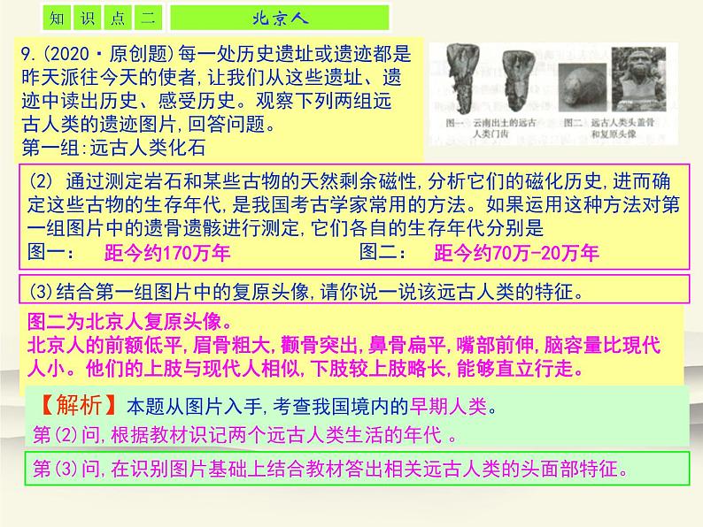 1.人教版中国历史七年级上册《新编基础训练》第1课《中国境内早期人类的代表——北京人》评析PPT课件07