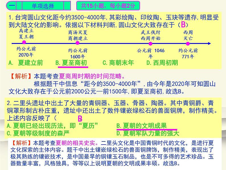 202.人教版中国历史七年级上册《新编基础训练》第二单元《夏商周时期：早期国家与社会变革》配套检测卷评讲PPT课件02