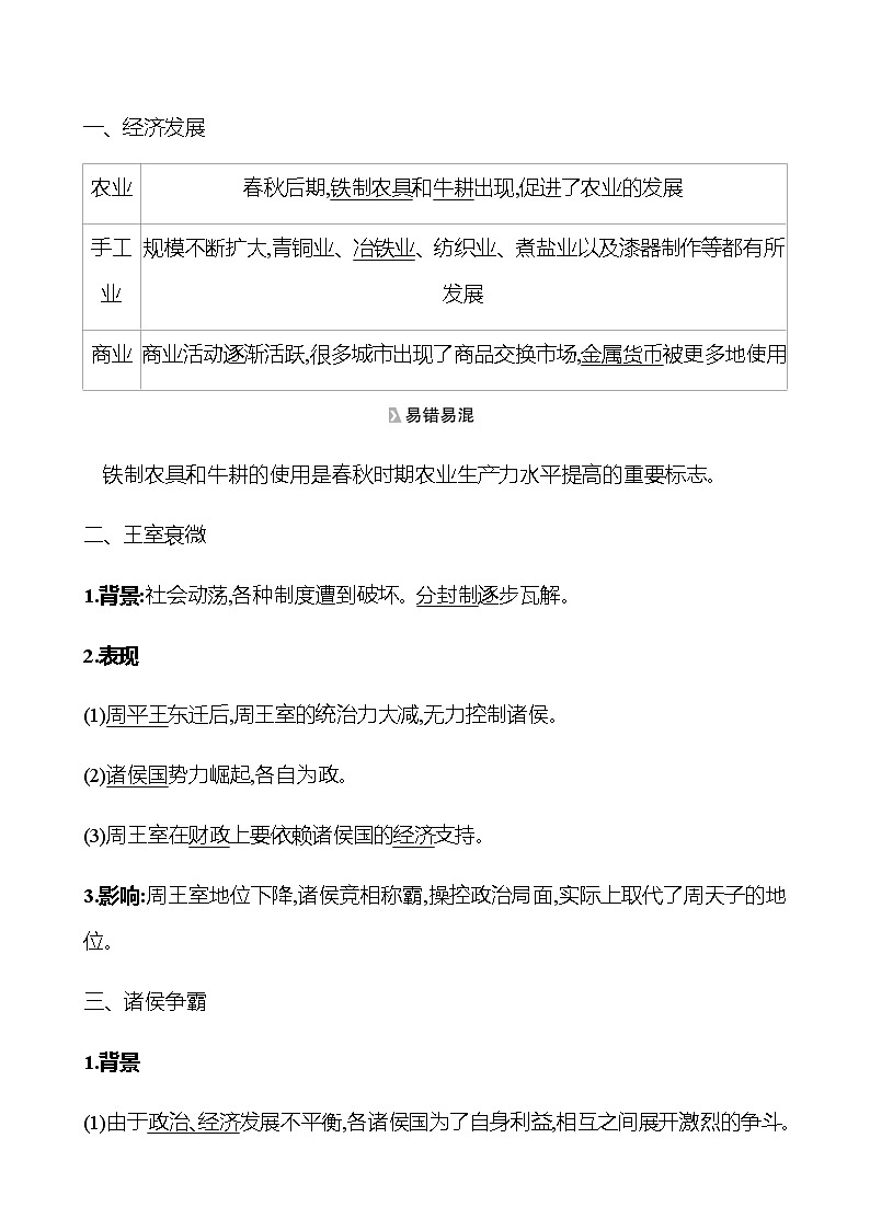 第二单元  第6课  动荡的春秋时期 学案 部编版历史 七年级上册02