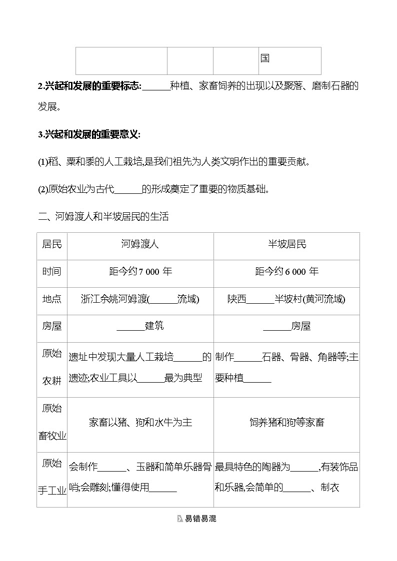第一单元  第2课  原始农耕生活 学案 部编版历史 七年级上册02