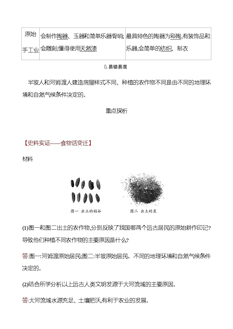 第一单元  第2课  原始农耕生活 学案 部编版历史 七年级上册03