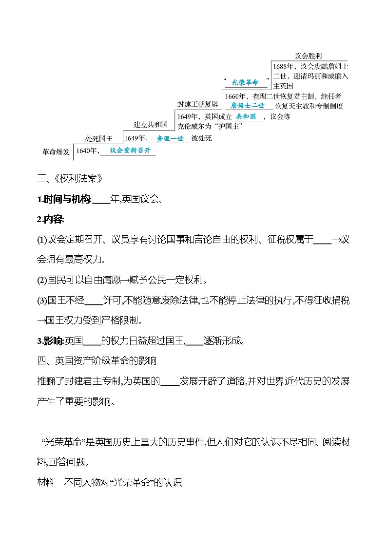 第六单元  第17课  君主立宪制的英国 同步真题训练 2022-2023部编版九年级上册历史02