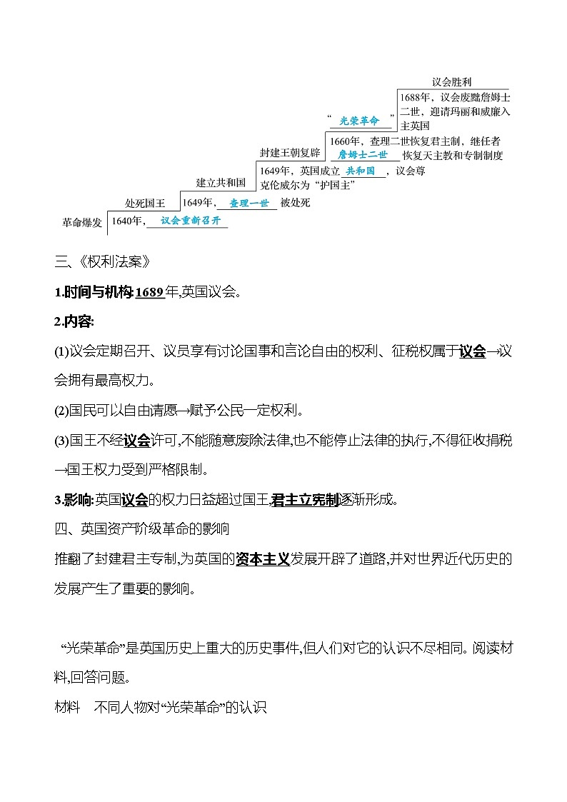 第六单元  第17课  君主立宪制的英国 同步真题训练 2022-2023部编版九年级上册历史02