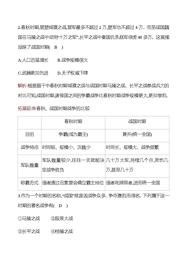 第二单元  第7课  战国时期的社会变化 同步练习2022-2023 部编版历史 七年级上册03