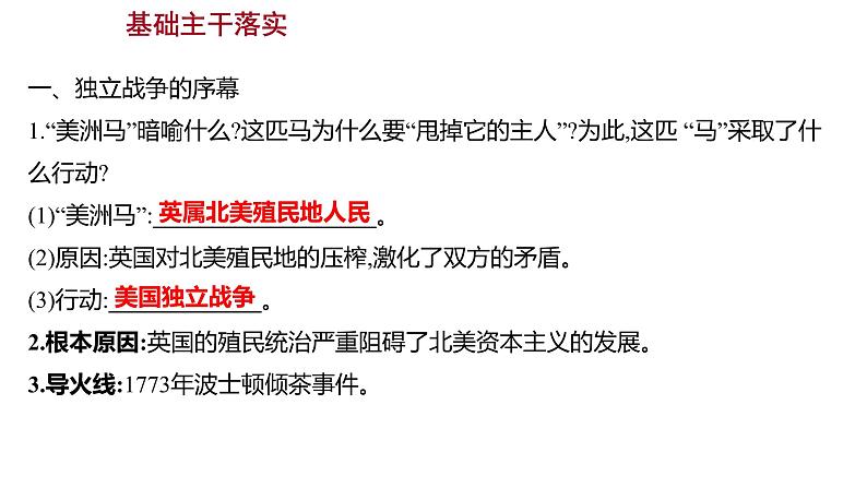 2022-2023 部编版历史 九年级上册 第六单元  第18课　美国的独立 课件第4页