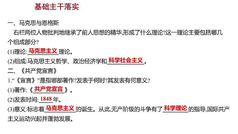 2022-2023 部编版历史 九年级上册 第七单元  第21课　马克思主义的诞生和国际共产主义运动的兴起 课件第3页