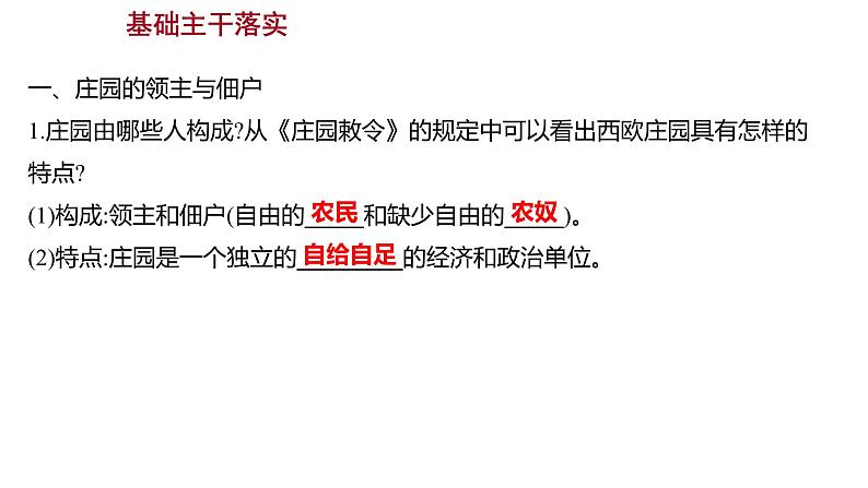 2022-2023 部编版历史 九年级上册 第三单元  第8课　西欧庄园 课件第3页