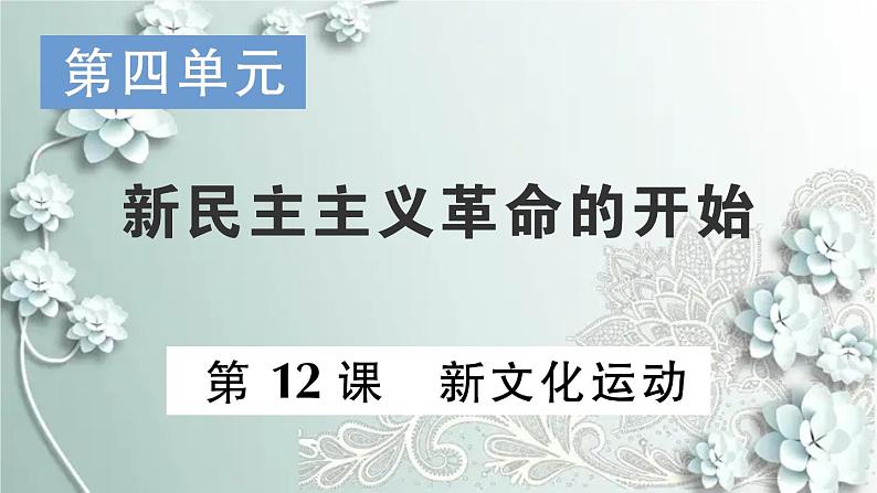 部编版历史八年级上册 第12课 新文化运动 习题课件第1页