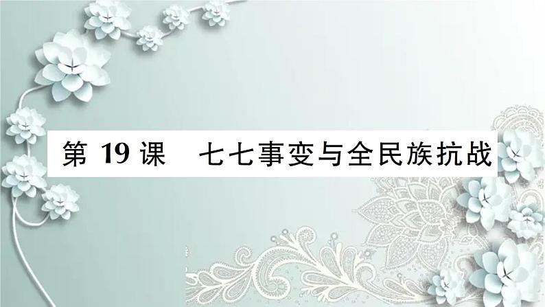 部编版历史八年级上册 第19课 七七事变与全民族抗战 习题课件01