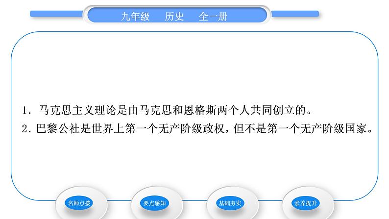 人教版九年级历史上第7单元工业革命和国际共产主义运动的兴起第21课　马克思主义的诞生和国际共产主义运动的兴起习题课件06