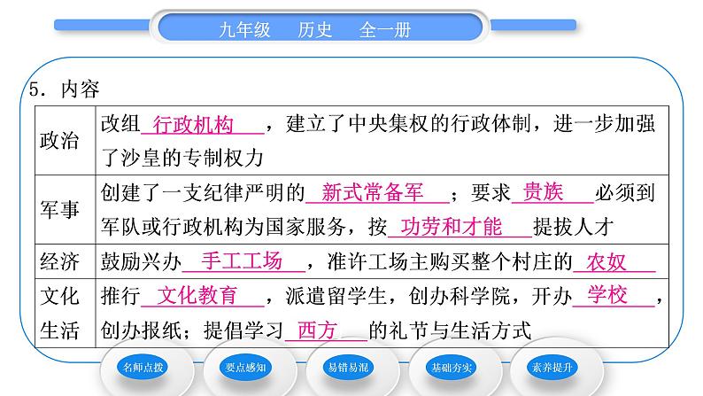 人教版九年级历史下第1单元殖民地人民的反抗与资本主义制度的扩展第2课　俄国的改革习题课件08