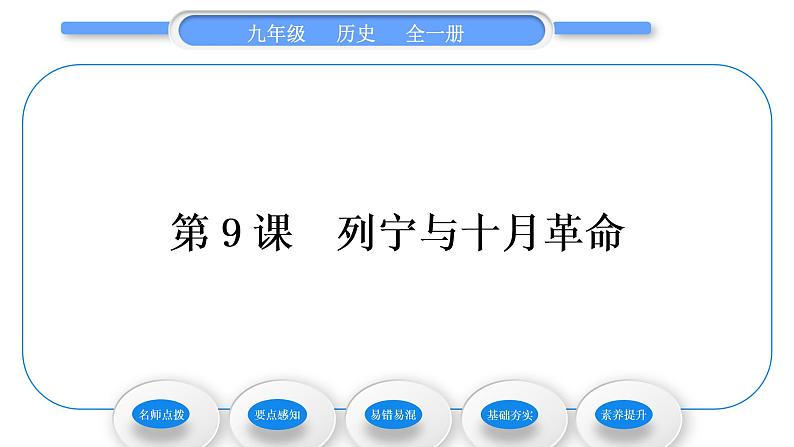 人教版九年级历史下第3单元第一次世界大战和战后初期的世界第9课　列宁与十月革命习题课件01