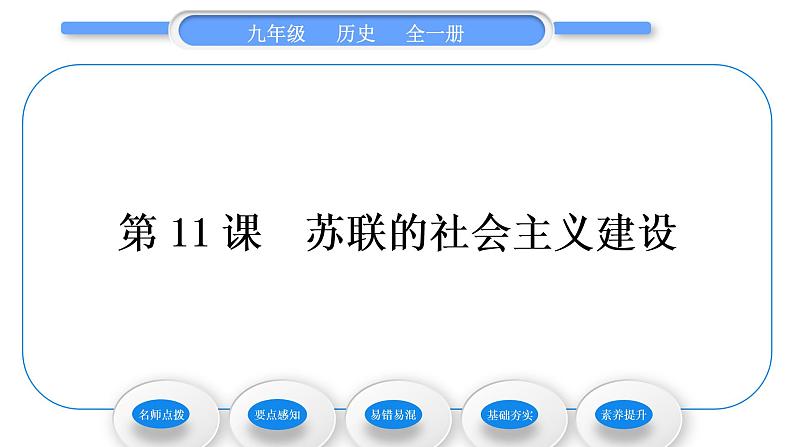 人教版九年级历史下第3单元第一次世界大战和战后初期的世界第11课　苏联的社会主义建设习题课件第1页