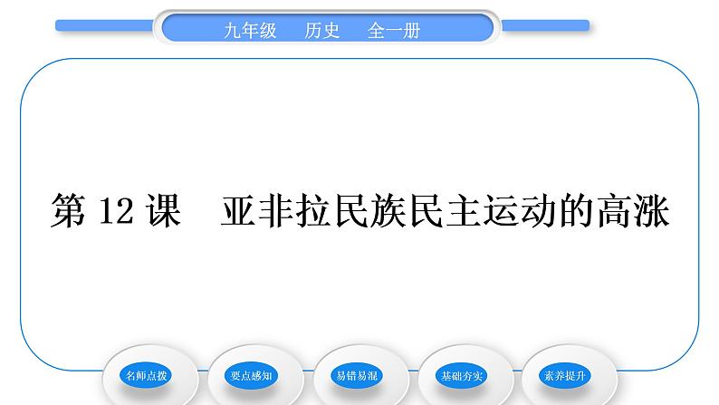 人教版九年级历史下第3单元第一次世界大战和战后初期的世界第12课　亚非拉民族民主运动的高涨习题课件01