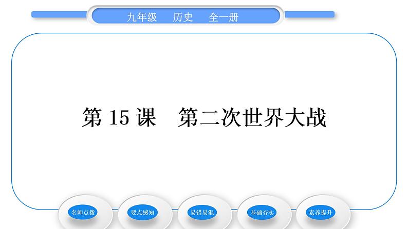 人教版九年级历史下第4单元经济大危机和第二次世界大战第15课　第二次世界大战习题课件第1页