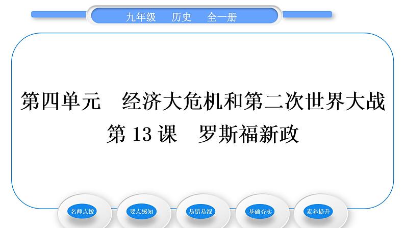 人教版九年级历史下第4单元经济大危机和第二次世界大战第13课　罗斯福新政习题课件01