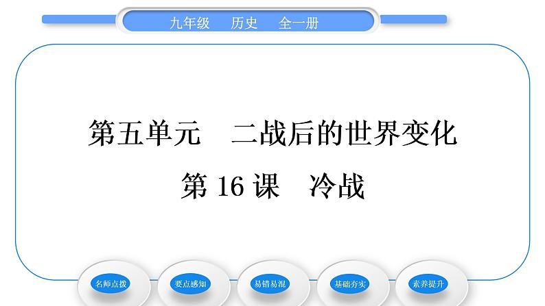 人教版九年级历史下第5单元二战后的世界变化第16课　冷战习题课件01