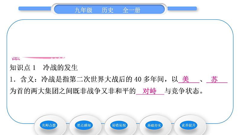 人教版九年级历史下第5单元二战后的世界变化第16课　冷战习题课件05