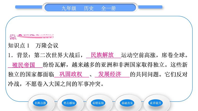 人教版九年级历史下第5单元二战后的世界变化第19课　亚非拉国家的新发展习题课件05