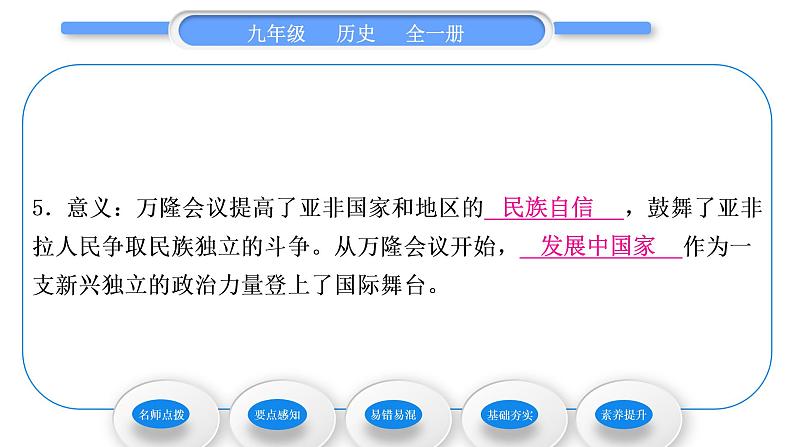 人教版九年级历史下第5单元二战后的世界变化第19课　亚非拉国家的新发展习题课件07