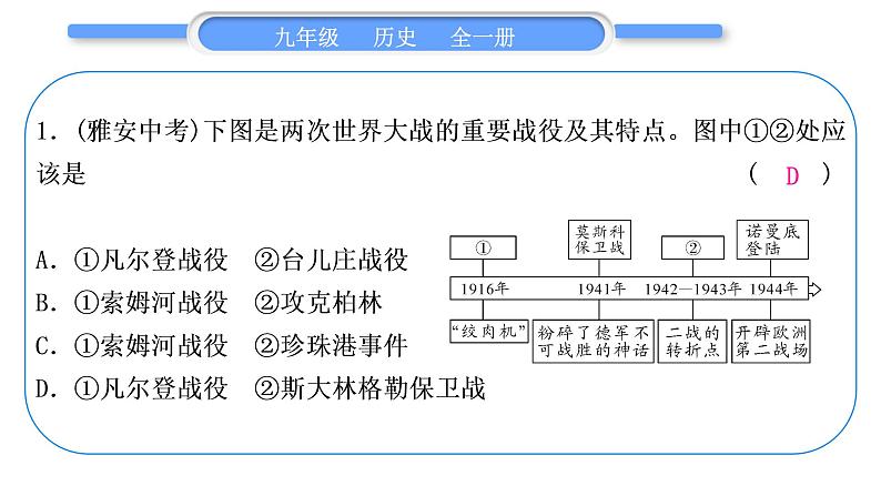 人教版九年级历史下第6单元走向和平发展的世界小专题三　两次世界大战和世界格局的演变习题课件02