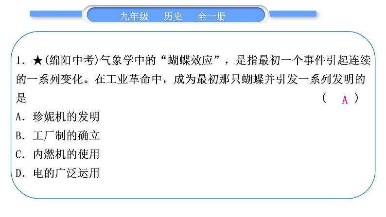 人教版九年级历史下第6单元走向和平发展的世界小专题四　三次科技革命习题课件第2页