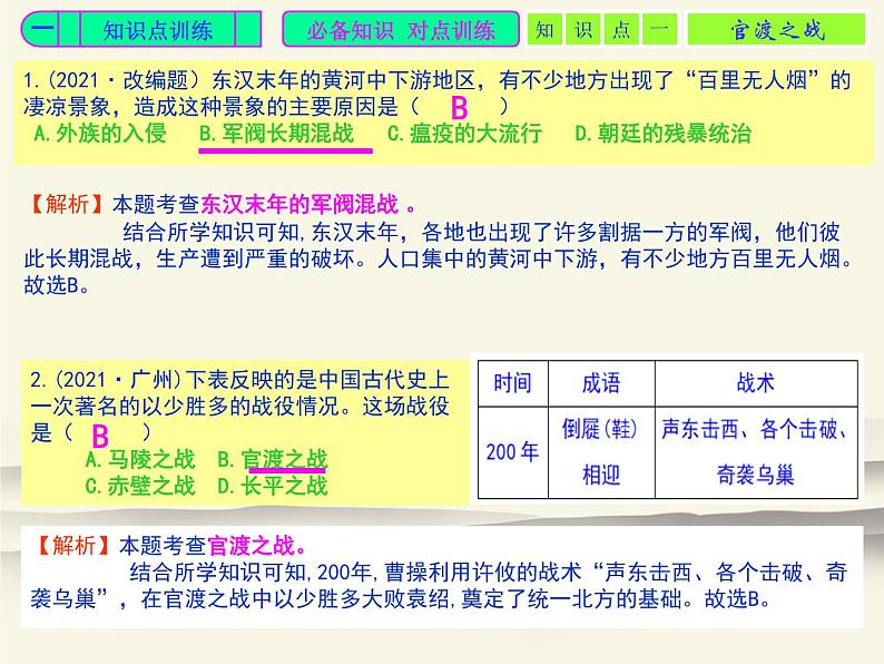 16.人教版中国历史七年级上册《新编基础训练》第16课《三国鼎立》评析PPT课件第2页