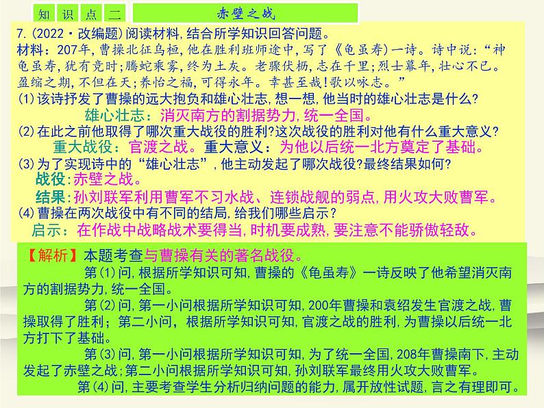 16.人教版中国历史七年级上册《新编基础训练》第16课《三国鼎立》评析PPT课件第5页