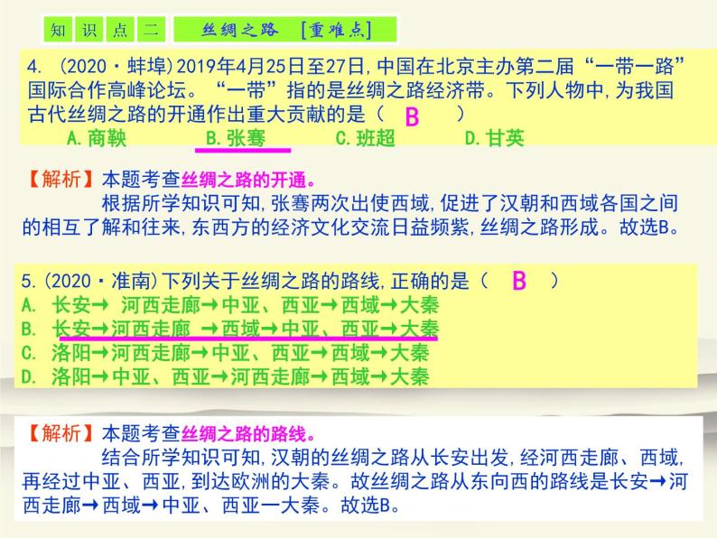 14.人教版中国历史七年级上册《新编基础训练》第14课《 沟通中外文明的“丝绸之路》评析课件”03