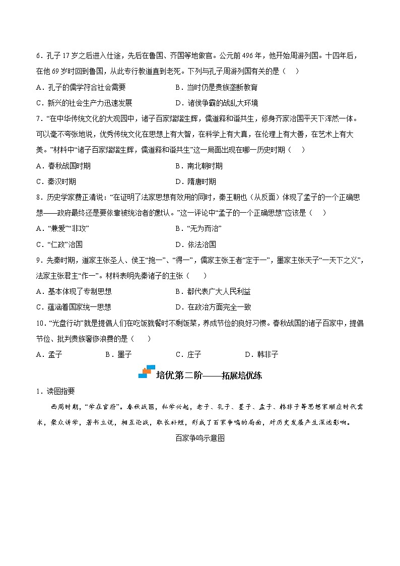 【培优分级练】部编版历史 七年级上册 第8课《百家争鸣》同步分级练（原卷版）第2页
