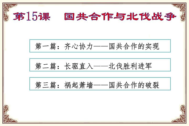 部编版八年级历史上册--第15课　国共合作与北伐战争（精品课件1）01